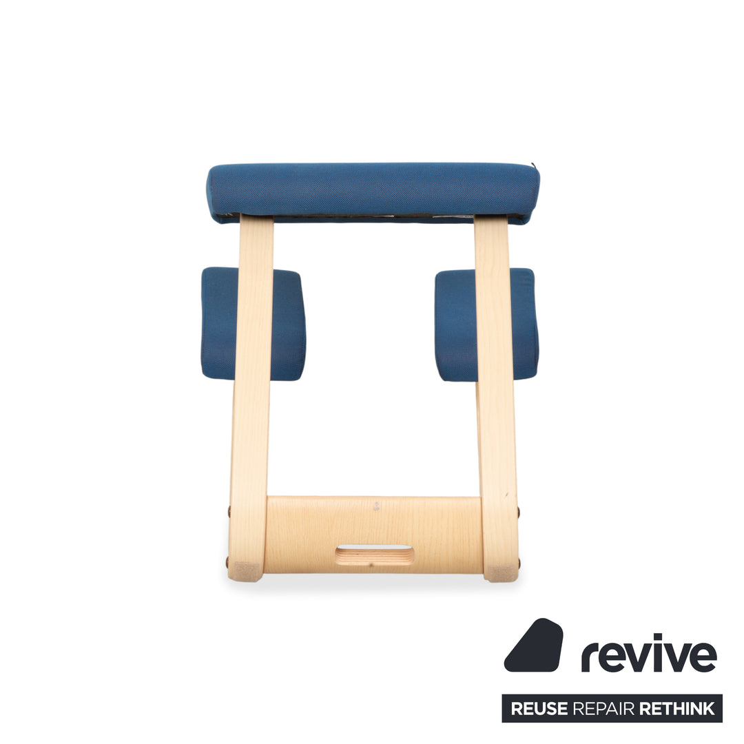 Varier Variable Fabric Armchair Chair Stool Blue Wood Ash Light Brown Kneeling Chair