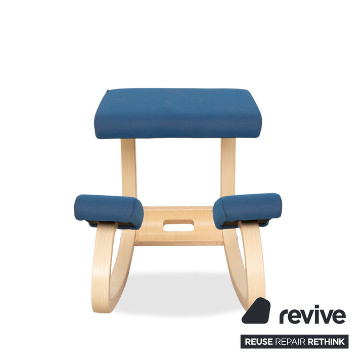 Varier Variable Fabric Armchair Chair Stool Blue Wood Ash Light Brown Kneeling Chair