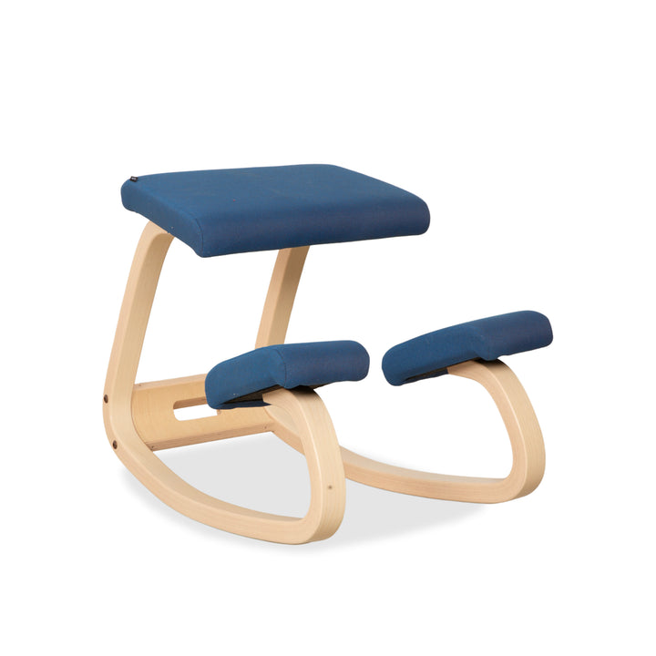 Varier Variable Fabric Armchair Chair Stool Blue Wood Ash Light Brown Kneeling Chair