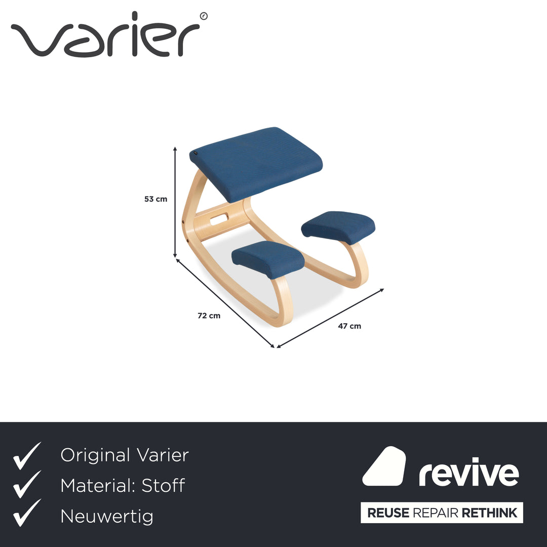 Varier Variable Fabric Armchair Chair Stool Blue Wood Ash Light Brown Kneeling Chair