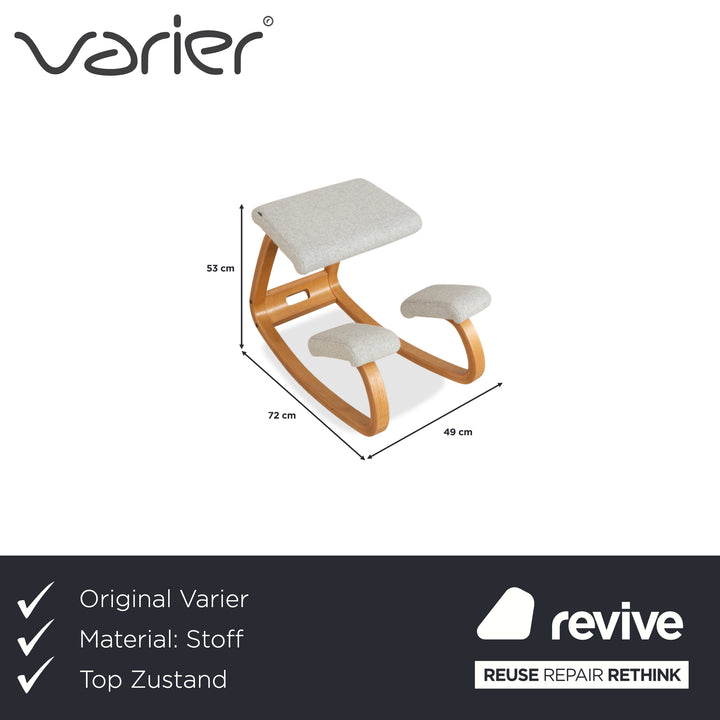 Varier Variable Stoff Sessel Stuhl Hocker Grau Holz Braun Filz Kniestuhl