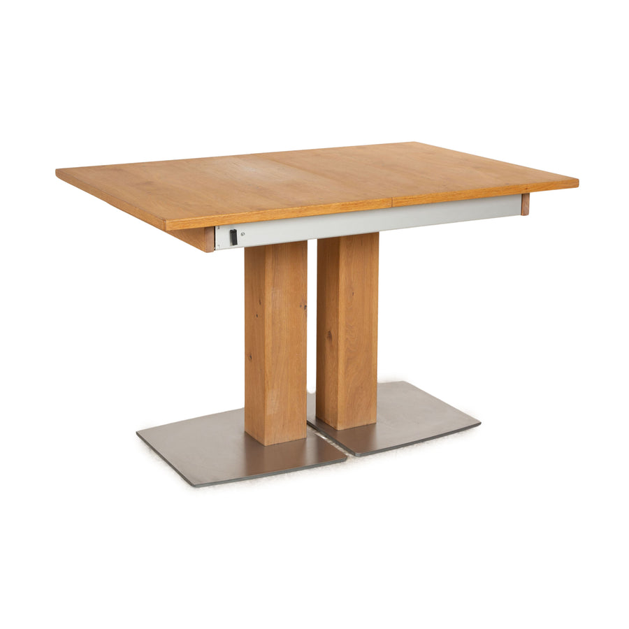 Venjakob table à manger en bois marron fonction manuelle fonction extractible chêne 120-165cm x 80cm