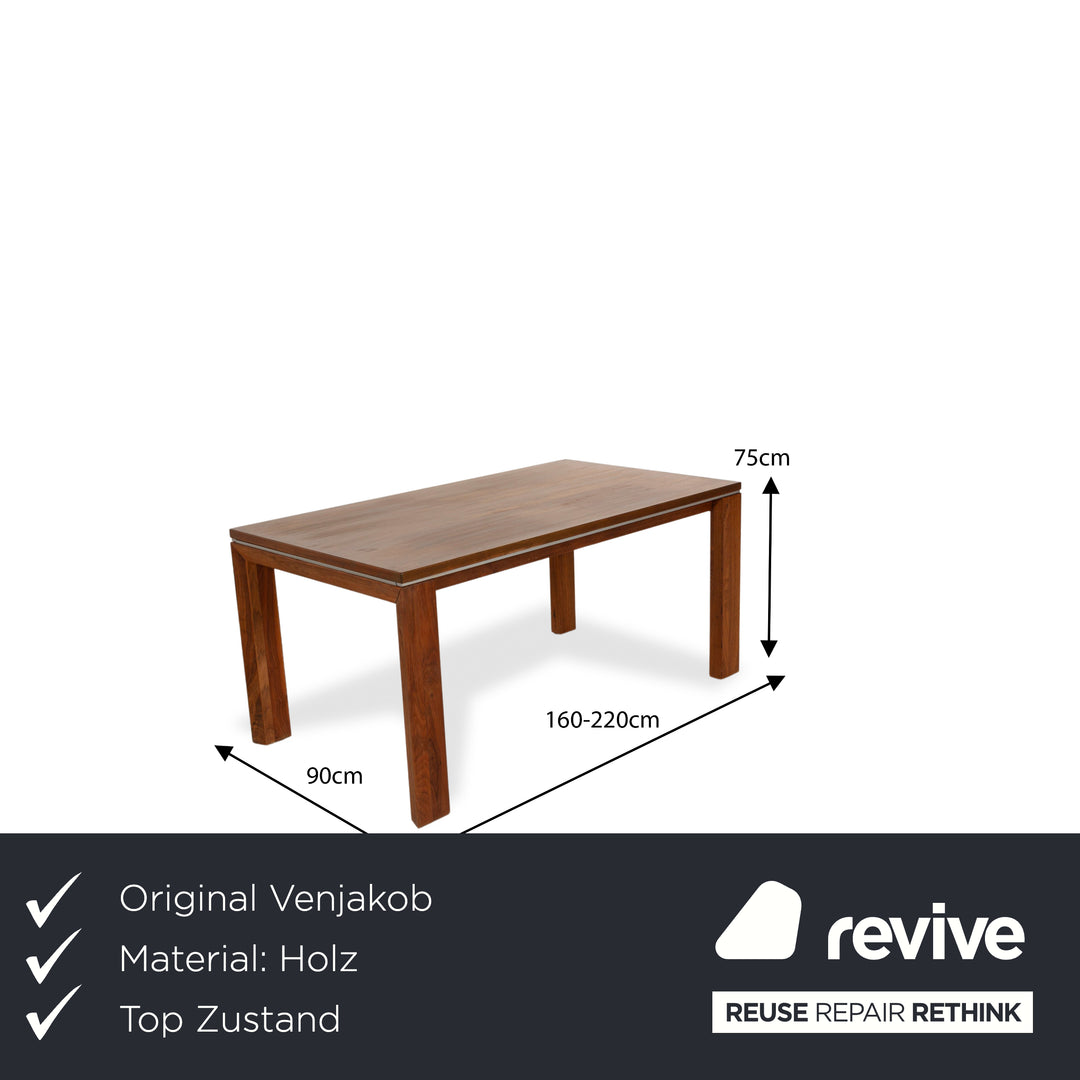Venjakob table à manger en bois noyer marron salle à manger 160-220 x 75 x 90cm
