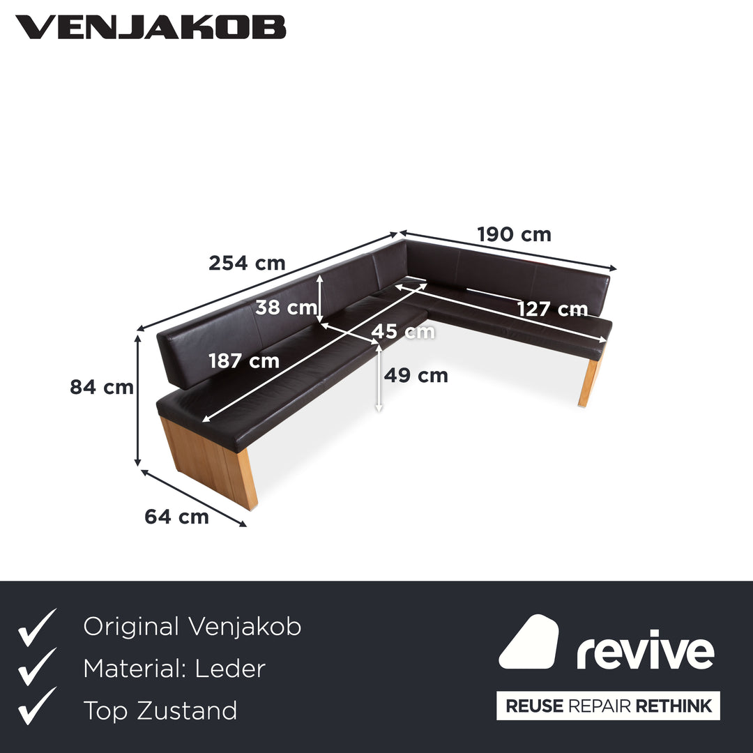 Venjakob Leder Holz Sitzbank Braun Dunkelbraun Esszimmer