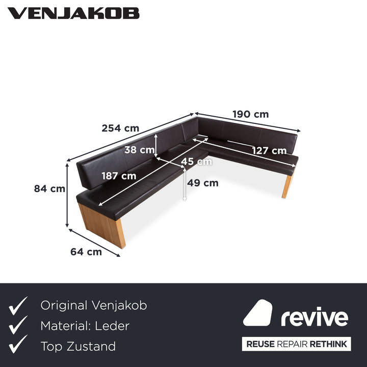 Venjakob Leder Holz Sitzbank Braun Dunkelbraun Esszimmer