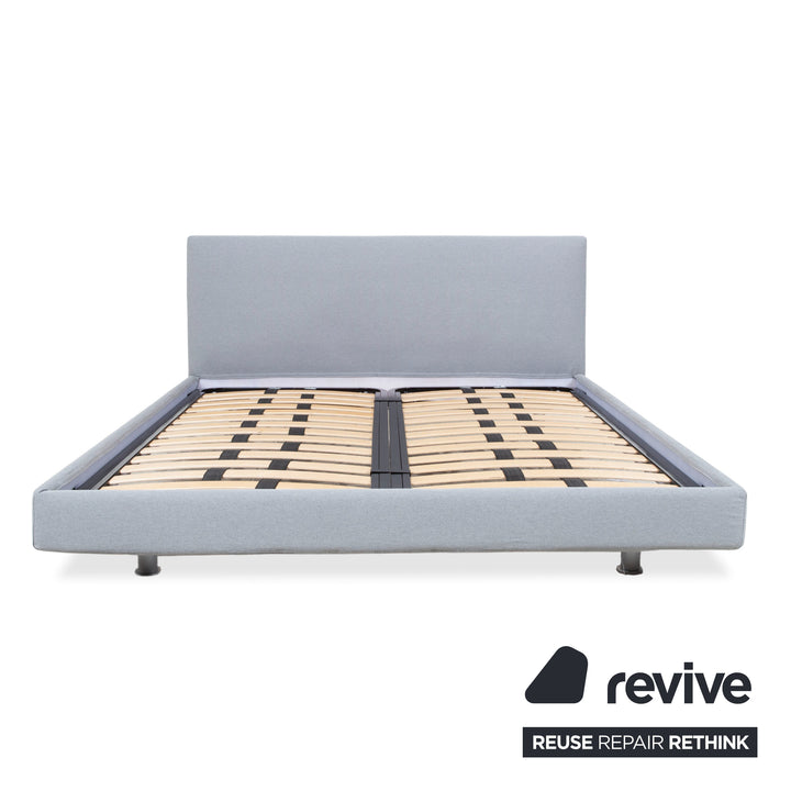 Ventura Yoko Nouveau Lit Double Tissu Sommier Gris Bleu