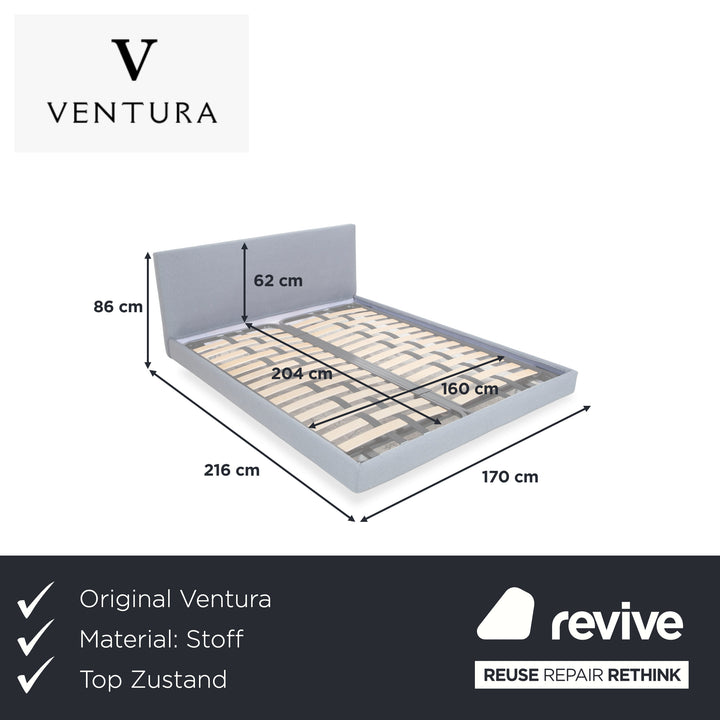 Ventura Yoko New Stoff Bett Doppelbett Lattenrost Grau Blau