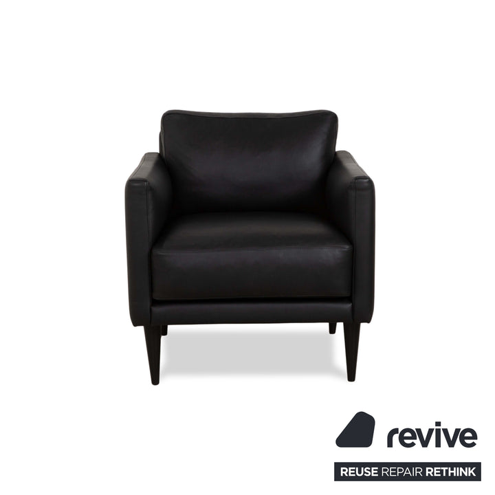 Violetta Edita Leather Armchair Black Anthracite