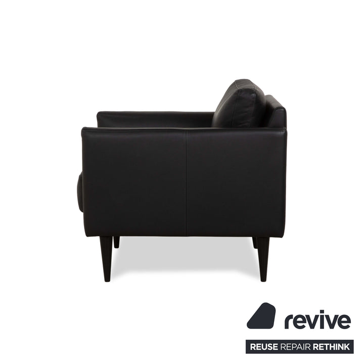 Fauteuil en cuir Violetta Edita noir anthracite