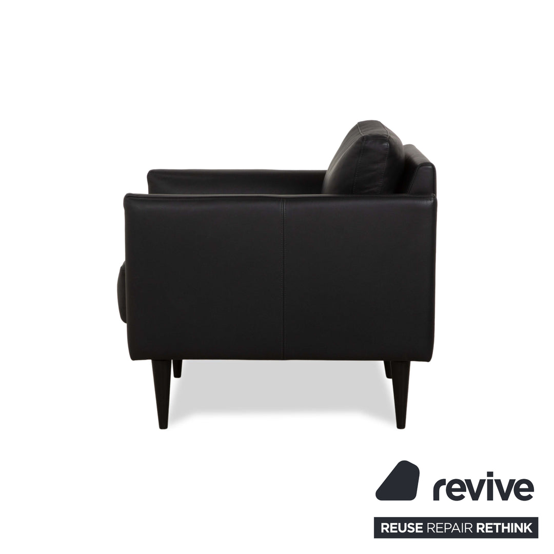Violetta Edita Leather Armchair Black Anthracite