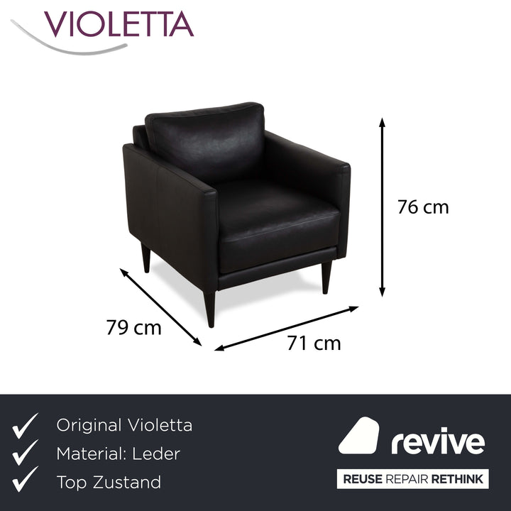 Violetta Edita Leather Armchair Black Anthracite