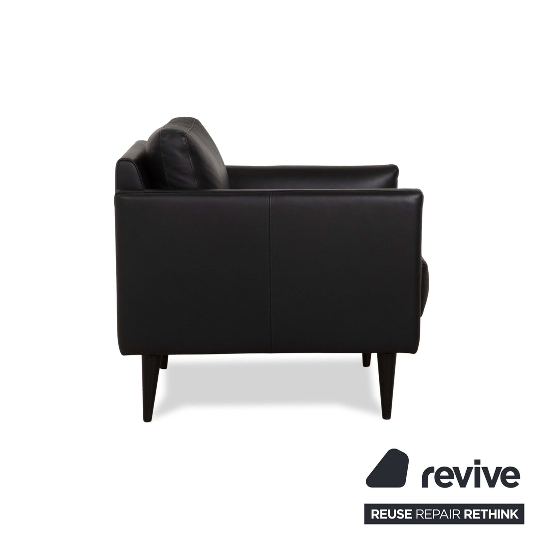 Fauteuil en cuir Violetta Edita noir anthracite