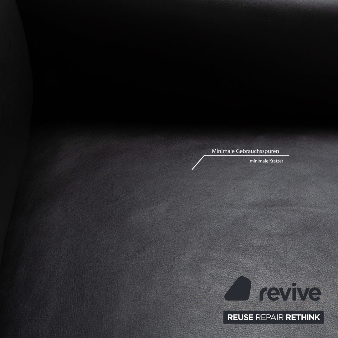 Violetta Edita Leather Armchair Black Anthracite