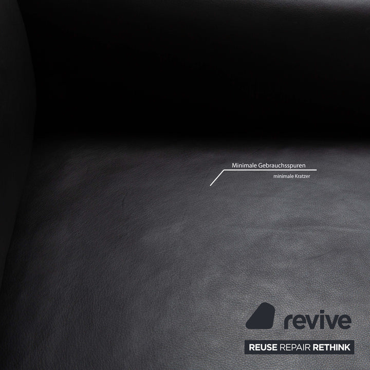 Violetta Edita Leather Armchair Black Anthracite