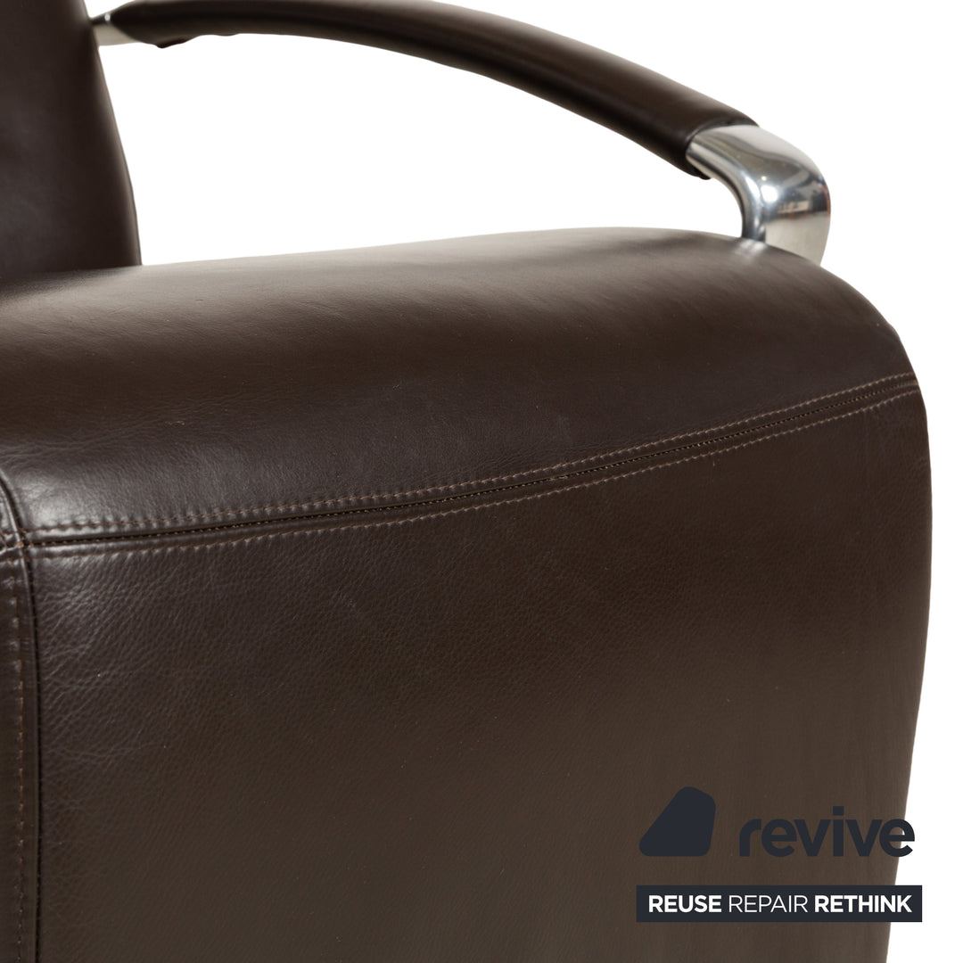 Violetta leather armchair brown manual function relaxation function