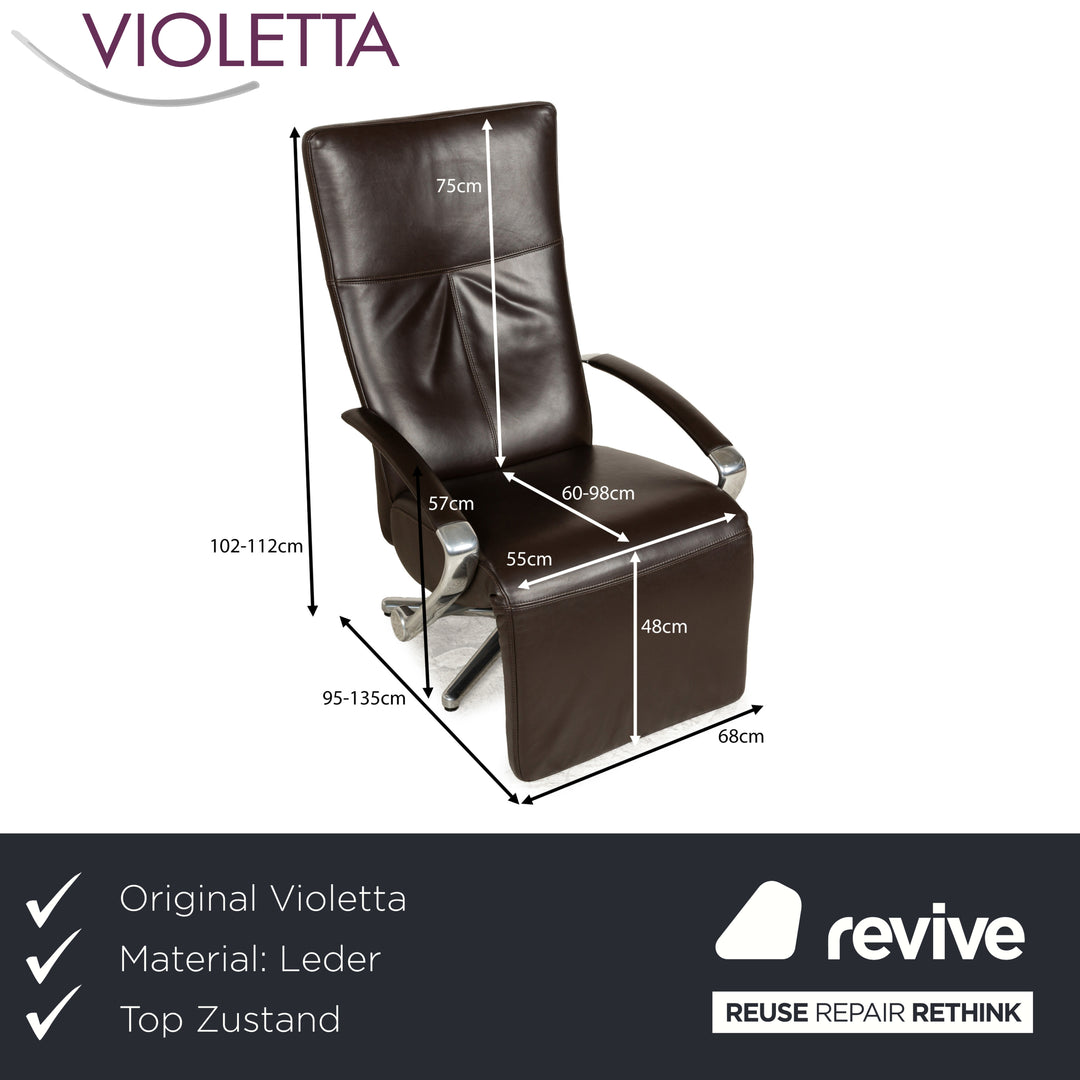 Violetta leather armchair brown manual function relaxation function
