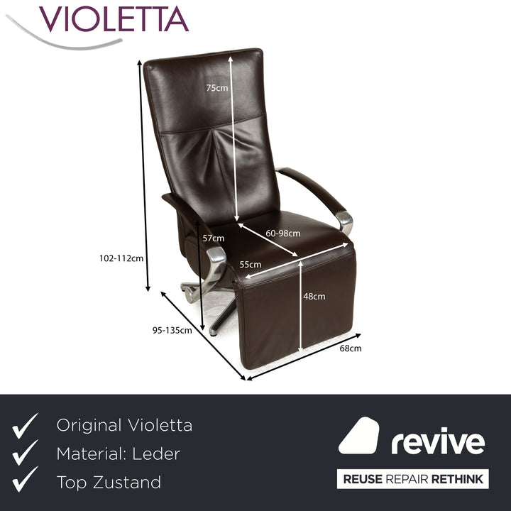 Violetta leather armchair brown manual function relaxation function