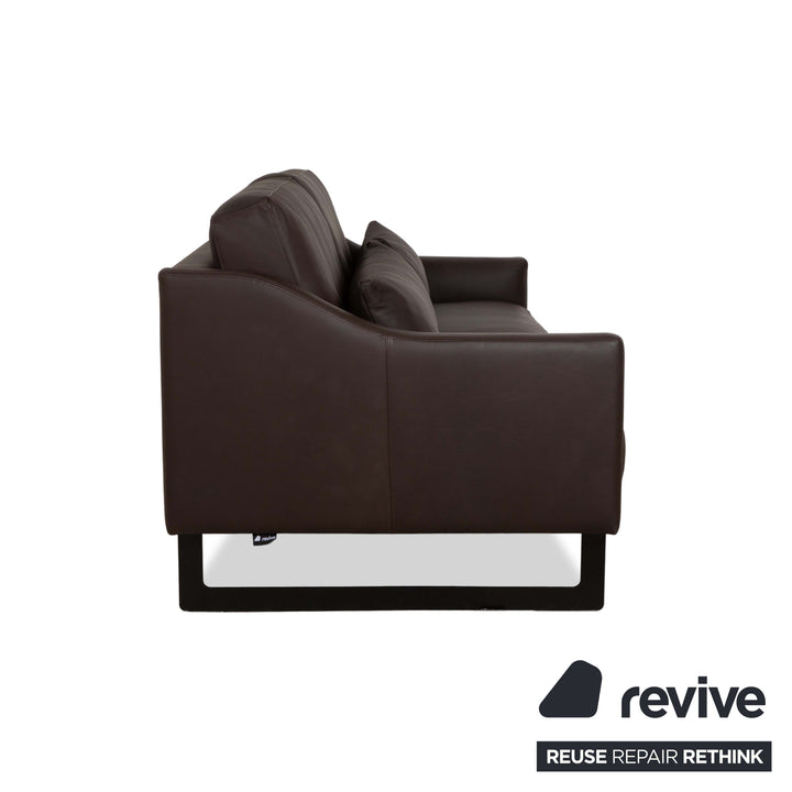 Canapé trois places en cuir Violetta Malin, marron foncé