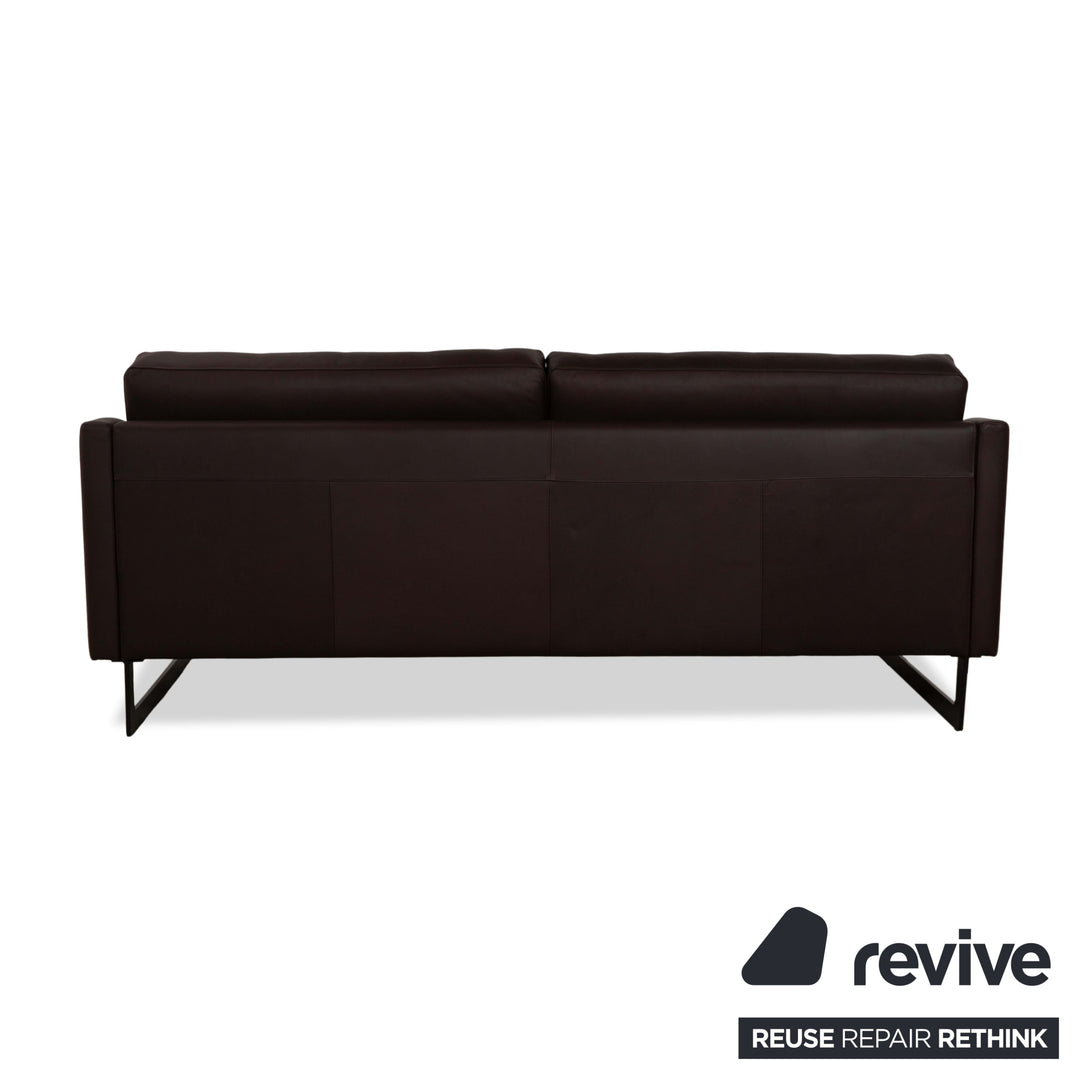 Violetta Malin Leather Three-Seater Dark Brown Sofa Couch