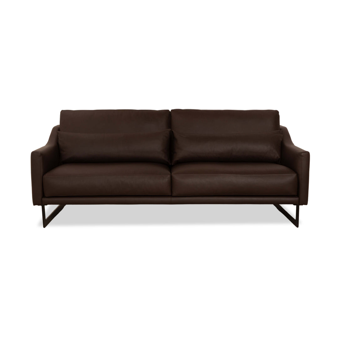 Violetta Malin Leather Three-Seater Dark Brown Sofa Couch