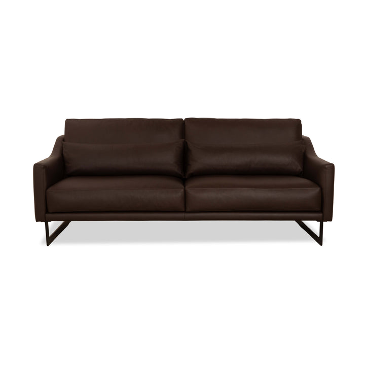 Violetta Malin Leather Three-Seater Dark Brown Sofa Couch