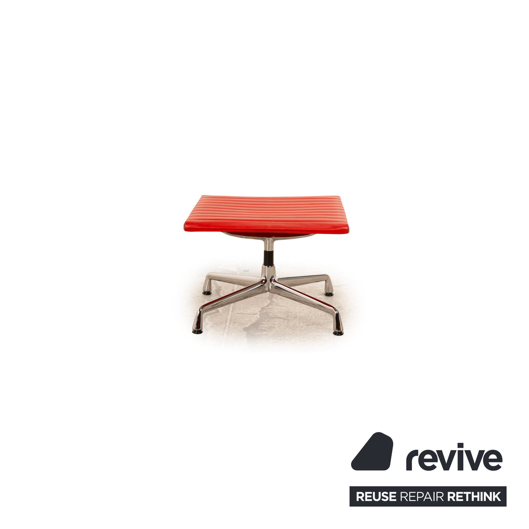 Vitra EA 124 Leder Sessel Rot inkl. Hocker mit manueller Relaxfunktion by Charles & Ray Eames