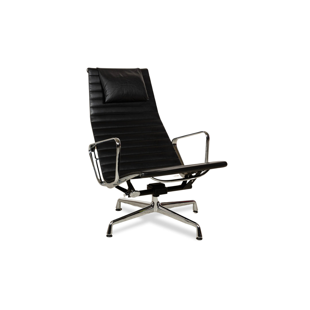 Vitra EA 124 Leather Armchair Black Rocking Function