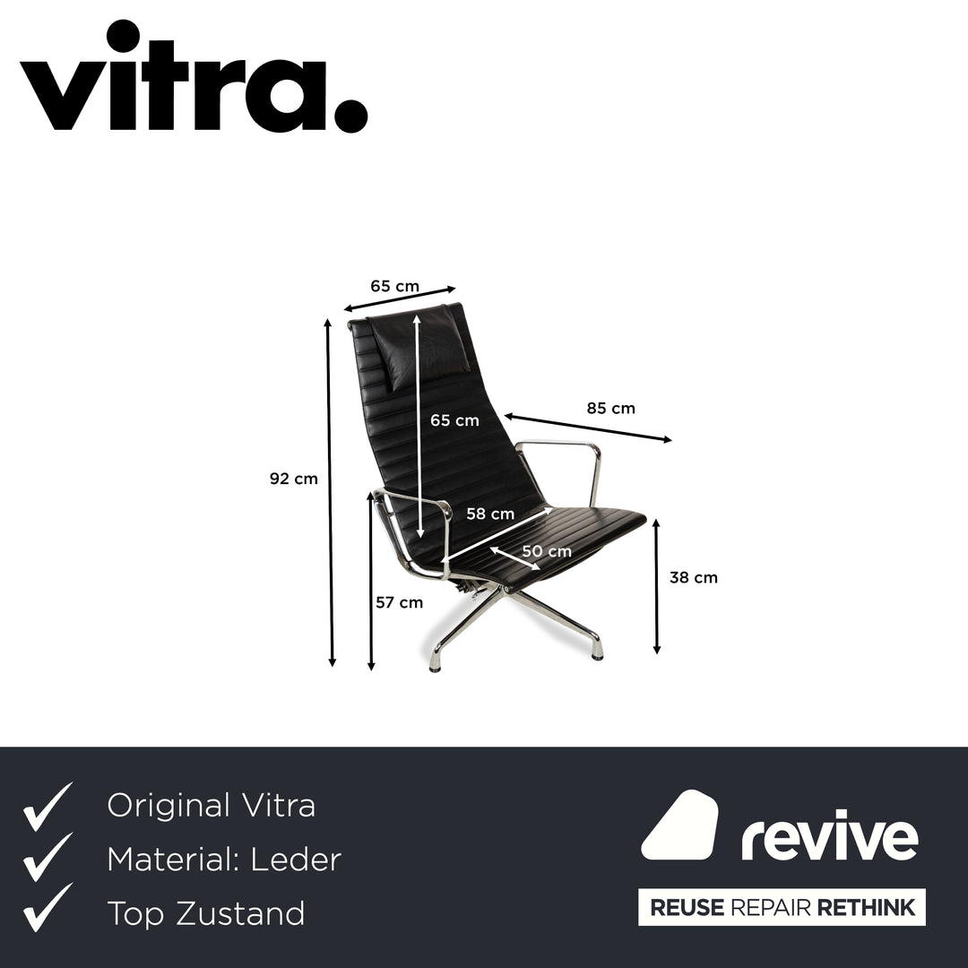 Vitra EA 124 Leather Armchair Black Rocking Function