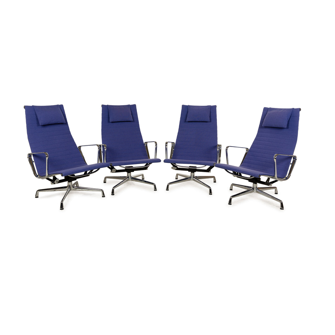 Vitra EA 124 fabric armchair set blue set of 4x armchairs