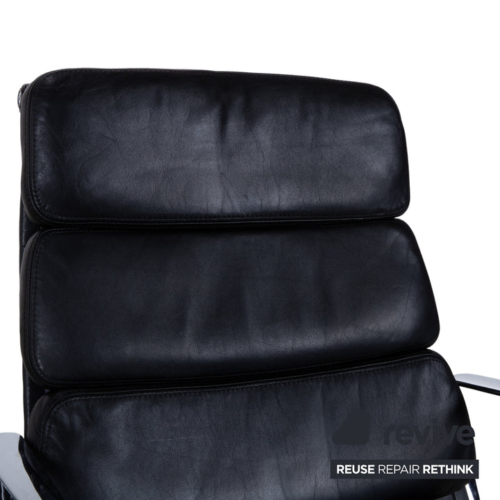 Vitra EA 222 Leder Sessel Schwarz manuelle Funktion