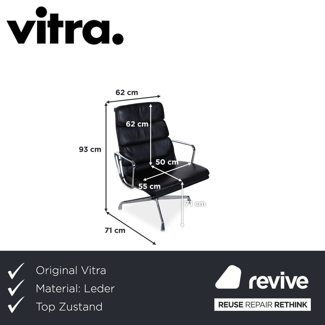 Vitra EA 222 Leder Sessel Schwarz manuelle Funktion