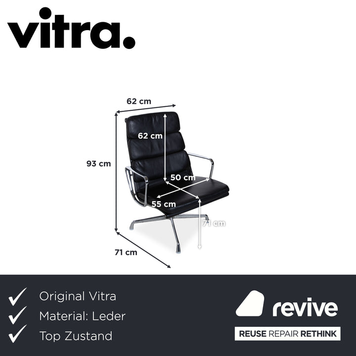 Vitra EA 222 Leder Sessel Schwarz manuelle Funktion