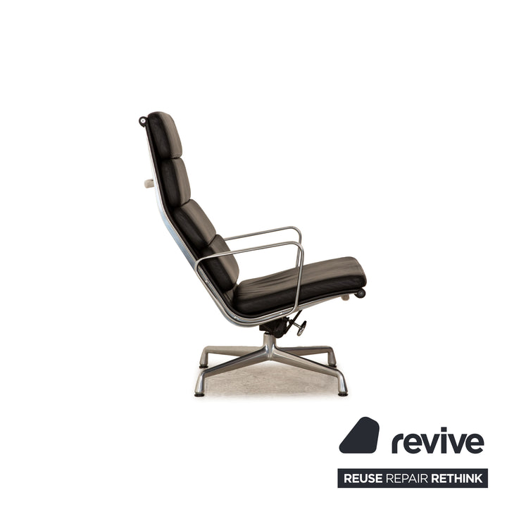 Vitra EA 222 Soft Pad Leather Armchair Set Noir fonction manuelle