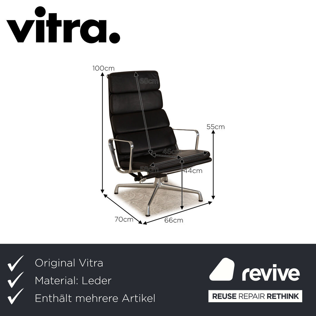Vitra EA 222 Soft Pad Leather Armchair Set Noir fonction manuelle