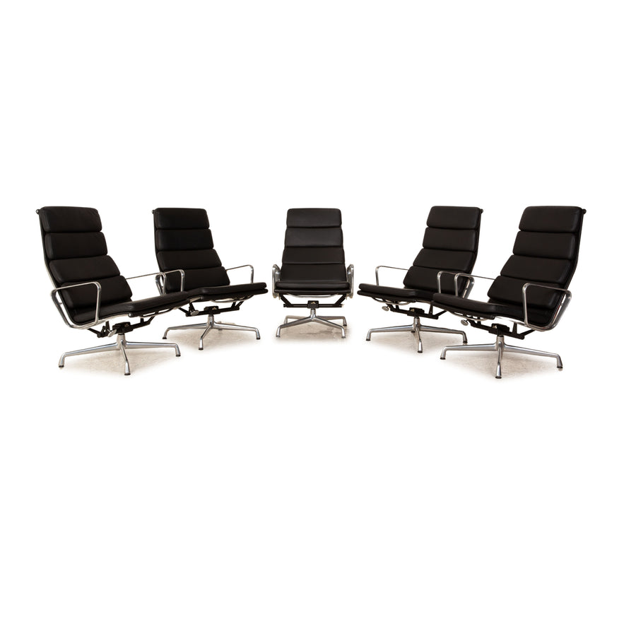 Vitra EA 222 Soft Pad Leather Armchair Set Black manual function