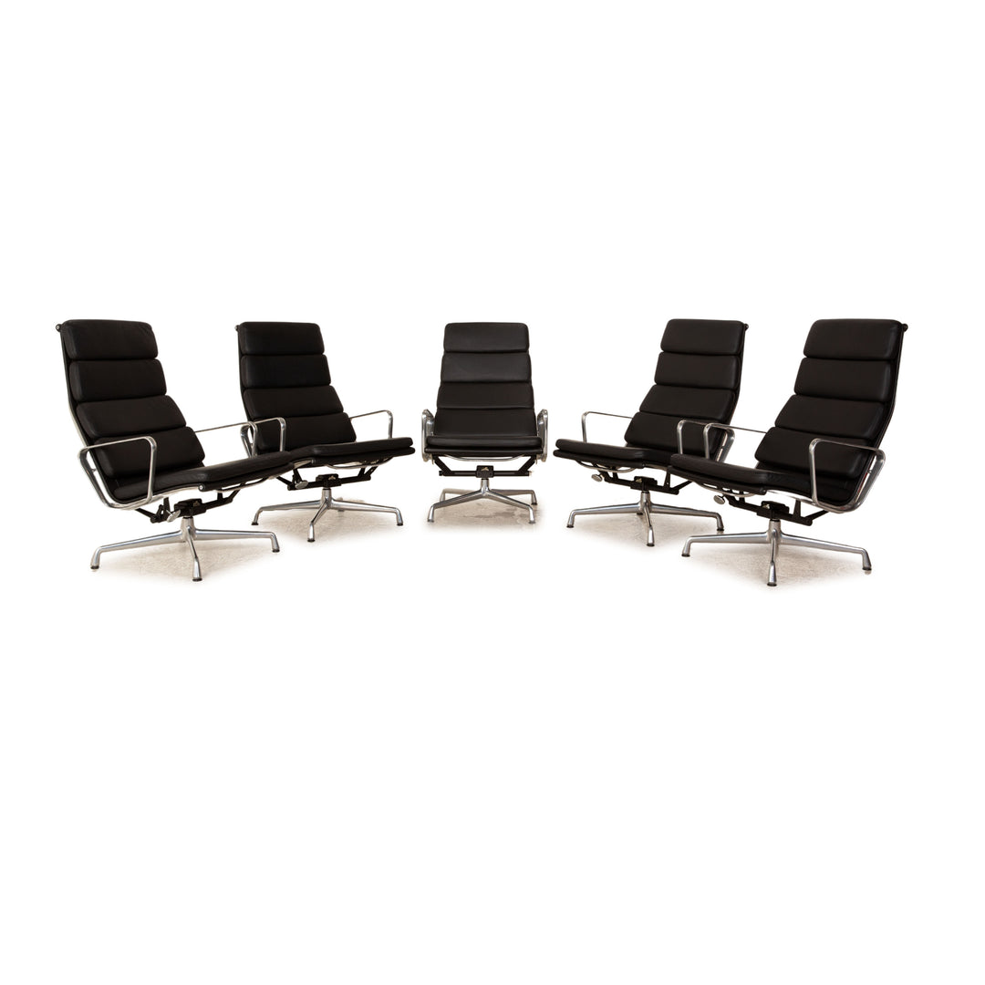 Vitra EA 222 Soft Pad Leder Sessel Garnitur Schwarz manuelle Funktion