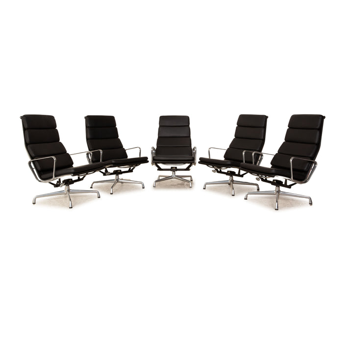 Vitra EA 222 Soft Pad Leder Sessel Garnitur Schwarz manuelle Funktion