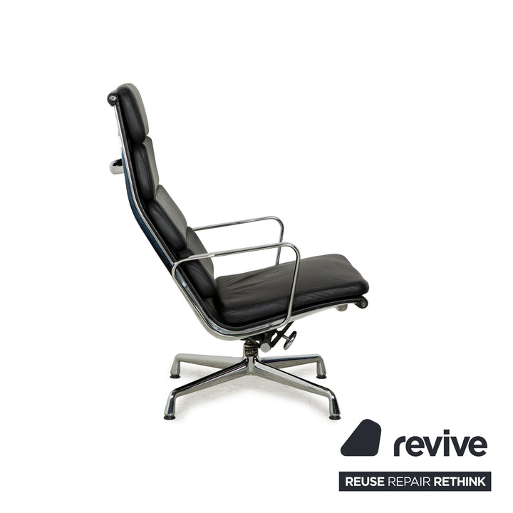 Vitra EA 222 Soft Pad Lounge Chair Leather Armchair Black manual function