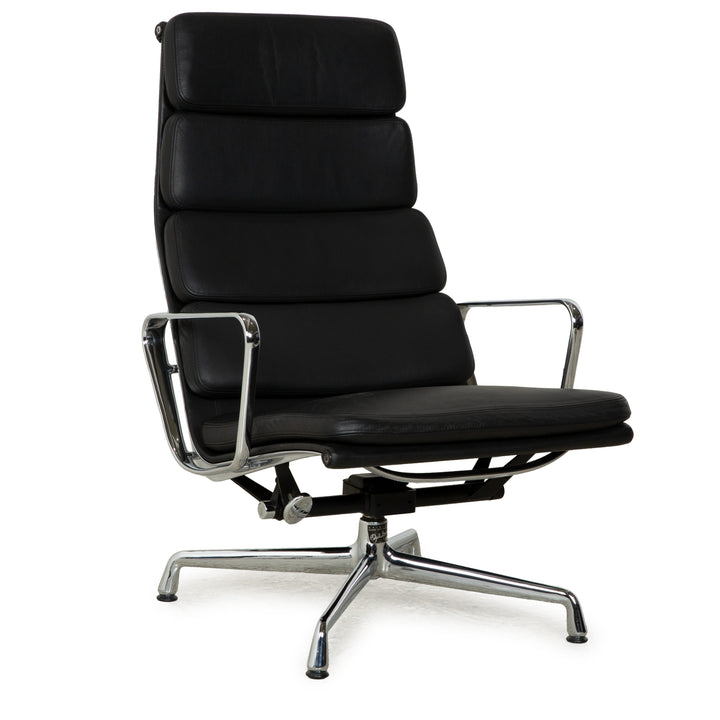 Vitra EA 222 Soft Pad Lounge Chair Leather Armchair Black manual function
