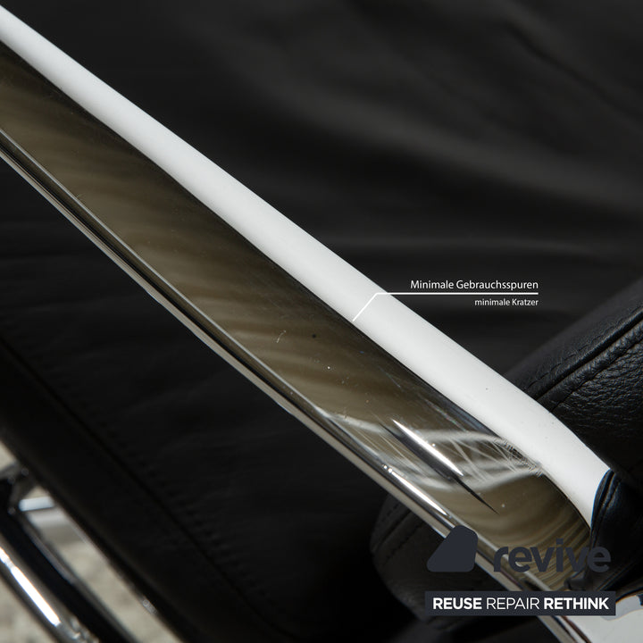 Vitra EA 222 Soft Pad Lounge Chair Leather Armchair Black manual function