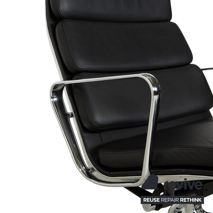 Vitra EA 222 Soft Pad Lounge Chair Leather Armchair Black manual function