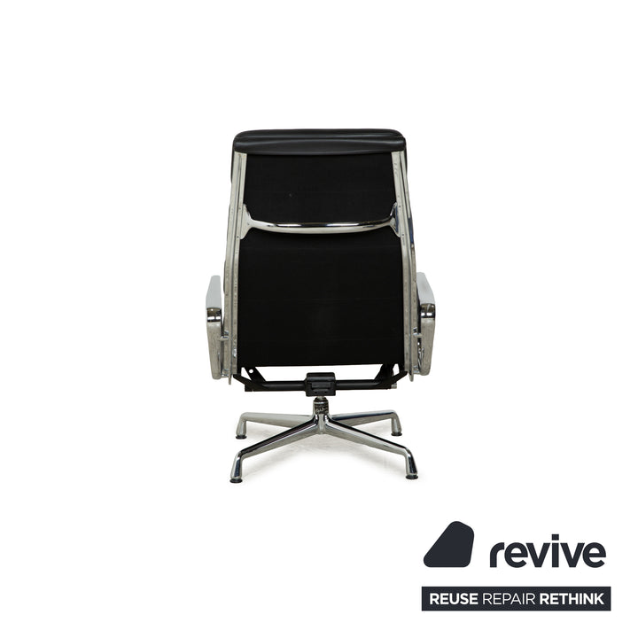 Vitra EA 222 Soft Pad Lounge Chair Leather Armchair Black manual function