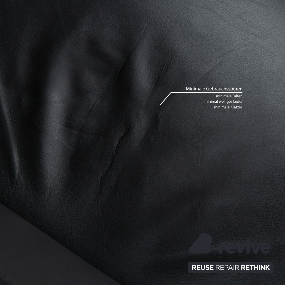 Vitra EA 222 Soft Pad Lounge Chair Leather Armchair Black manual function