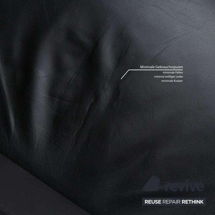 Vitra EA 222 Soft Pad Lounge Chair Leather Armchair Black manual function