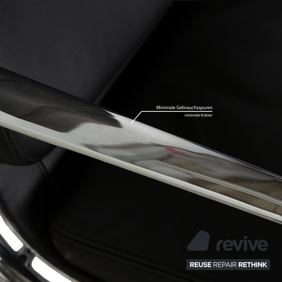 Vitra EA 222 Soft Pad Lounge Chair Leather Armchair Black manual function