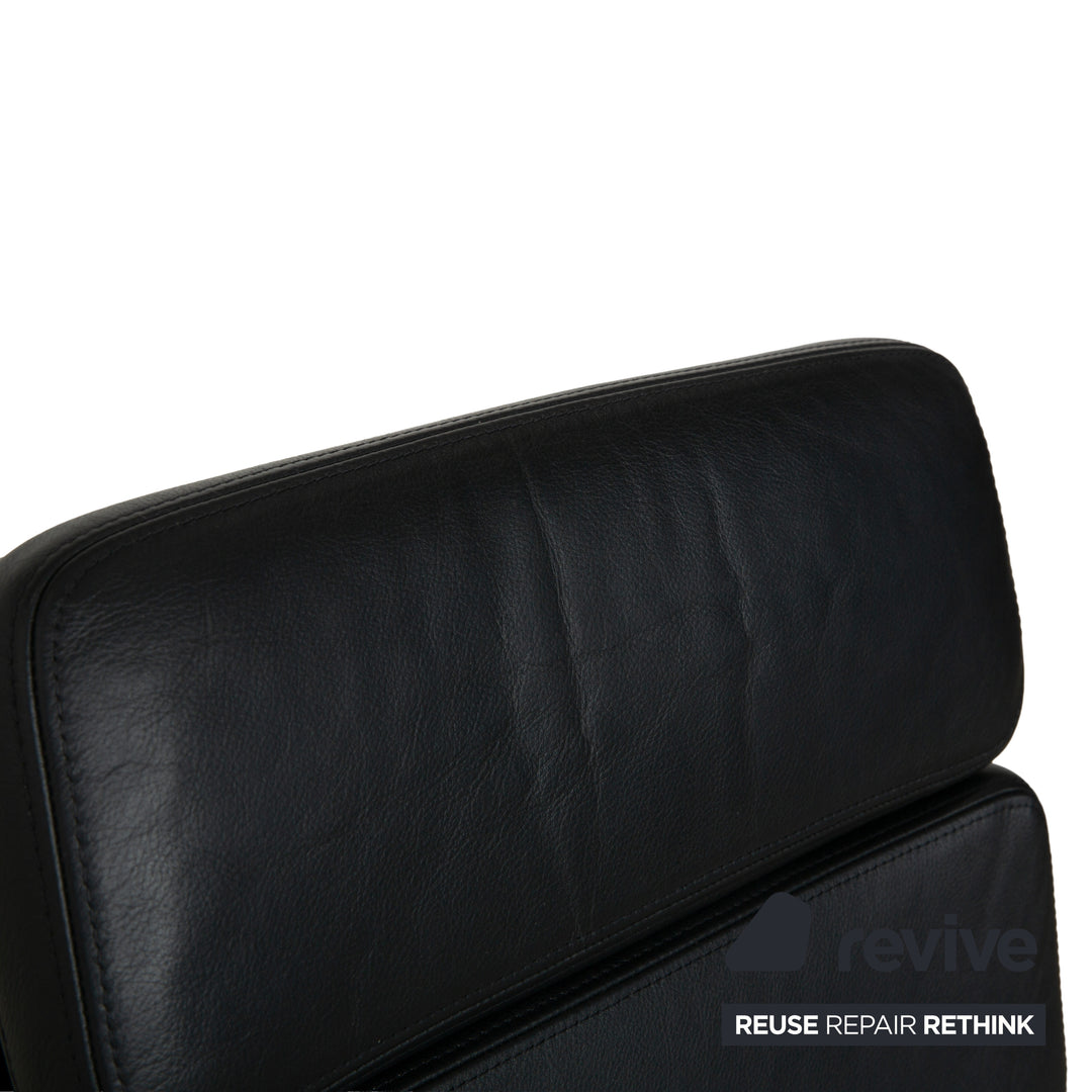 Vitra EA 222 Soft Pad Lounge Chair Leather Armchair Black manual function
