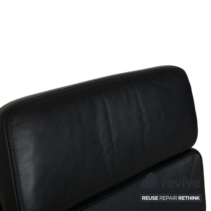 Vitra EA 222 Soft Pad Lounge Chair Leather Armchair Black manual function