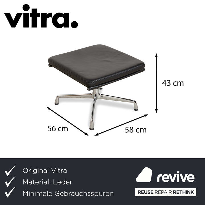 Vitra EA 223 Leder Hocker Schwarz Chrom