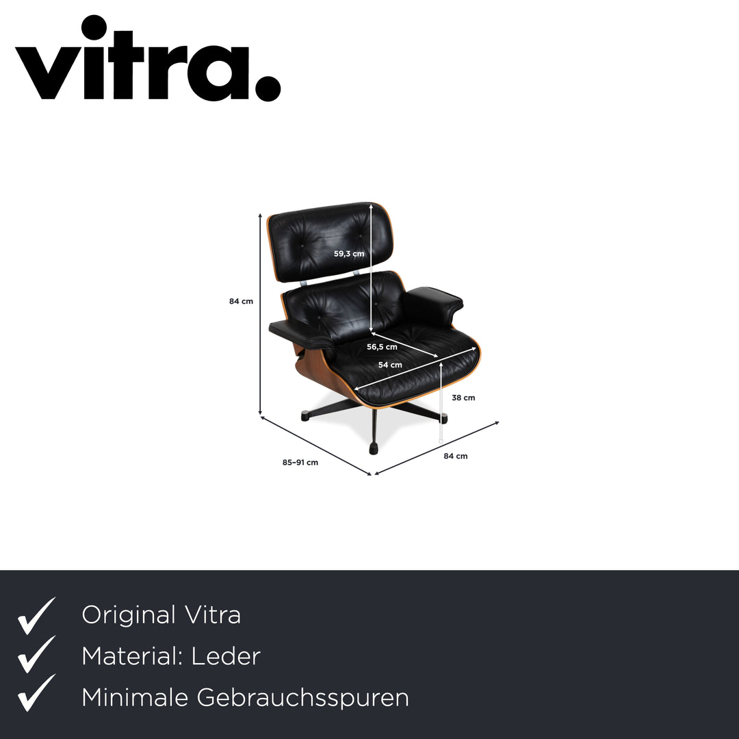 Vitra Eames Lounge Chair inkl. Ottoman Leder Schwarz Holz Braun Charles & Ray Eames