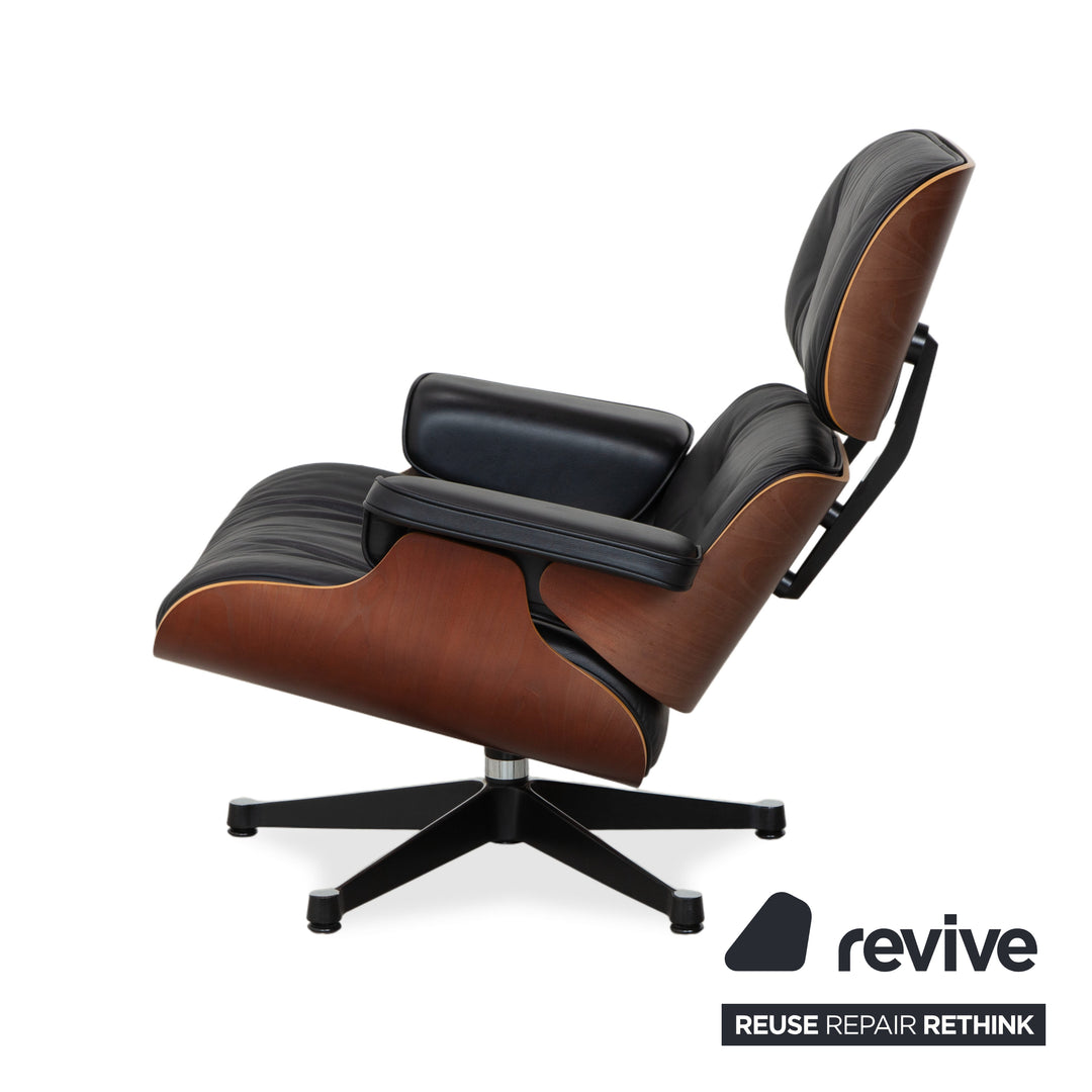 Vitra Eames Lounge Chair inkl. Ottoman Leder Schwarz Holz Rot Braun Kirschbaum Charles & Ray Eames